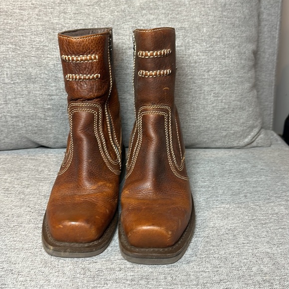 Brown Leather Combat Boots - Picture 2 of 6